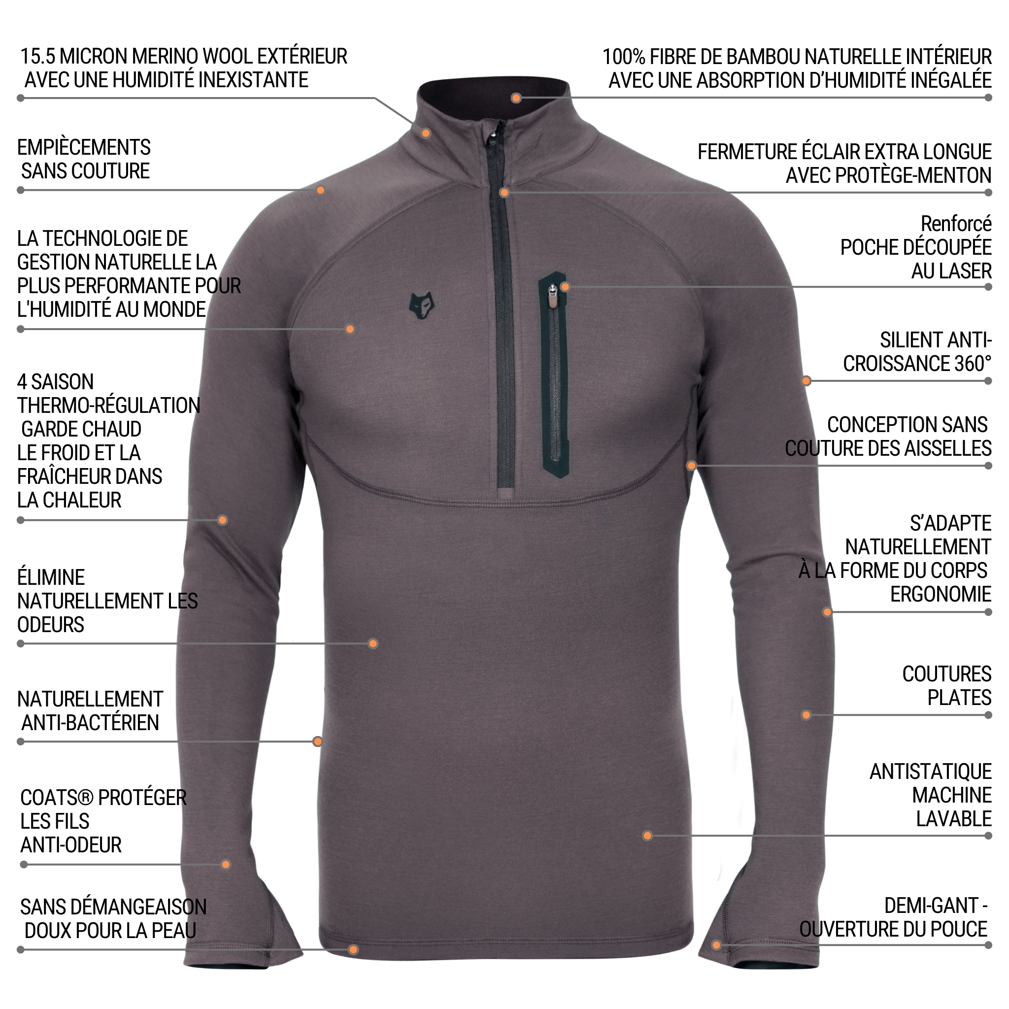 2BL Blouse en bambou mérinos [ 1 - 2 ] Technologie Synergique Chasse Couche de Base | Sous - Vêtement Hillman - qualité, innovation et confort haut de gamme pour homme et femme.